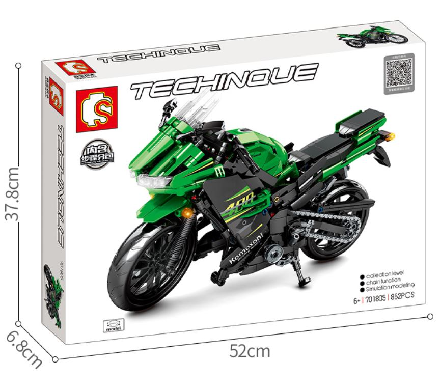 森寶SD701805 科技系列川崎忍者400 綠色摩托車拼裝積木模型