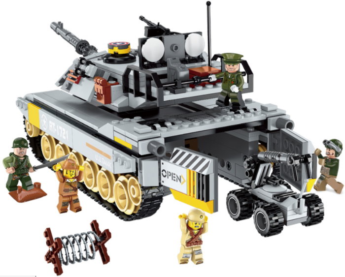 启蒙1721 军事系列 霸王坦克出动 日本兵 二战 拼装积木